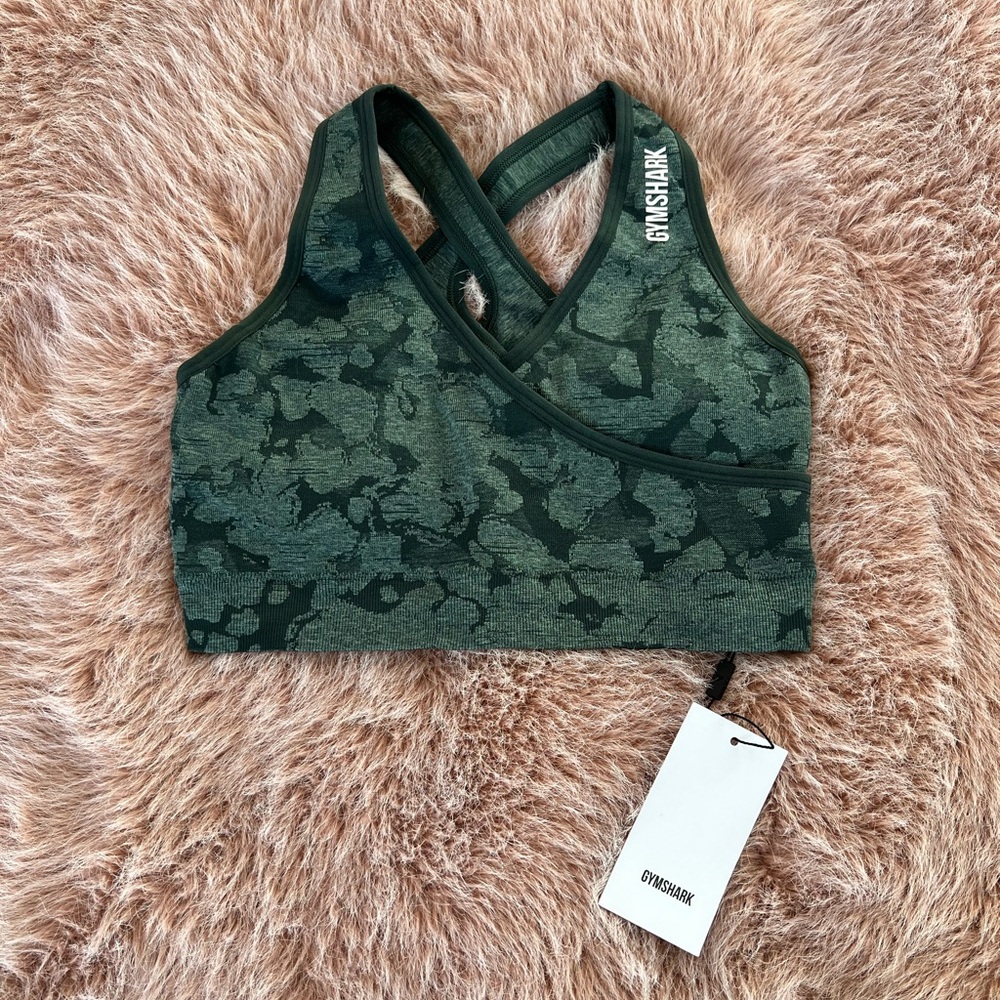 Gymshark Adapt Camo Obsidian Green Sports Bra Medium NWT
